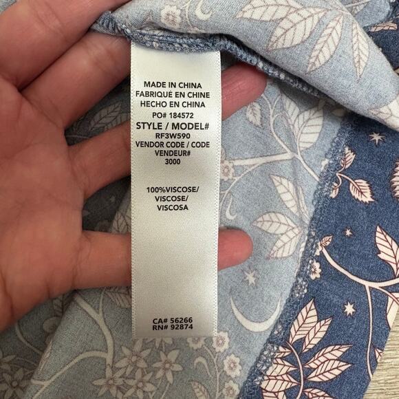 Splendid Eleanor Woman's Blue Floral Bohemian Long Sleeve Top Medium - Picture 9 of 9